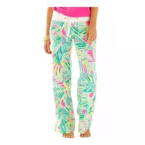 Lilly Pulitzer Pants Pink Tropical Storm Linen the Beach Pant Sz XS